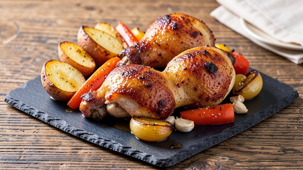 Baked Chicken Legs With Vegetables Recipe: One-Pan Roast With Caramelized Roots