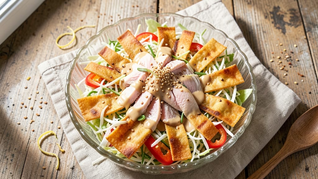 Barefoot Contessa's Chinese Chicken Salad Recipe: Crunchy Peanut Dressing and Crispy Wonton Strips