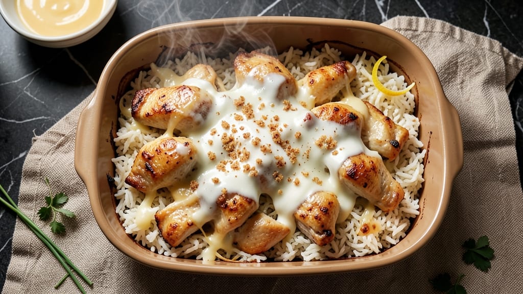All Recipe Chicken and Rice Casserole: One-Pan Creamy Cheese Topped Magic