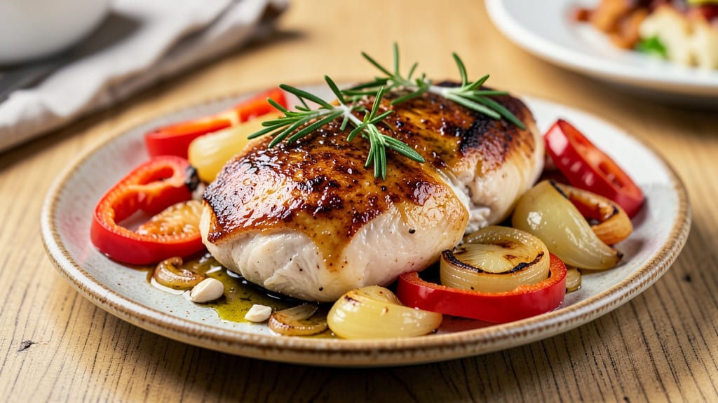 Baked Chicken Breast With Peppers and Onions Recipe: One-Pan Herb-Roasted Harmony