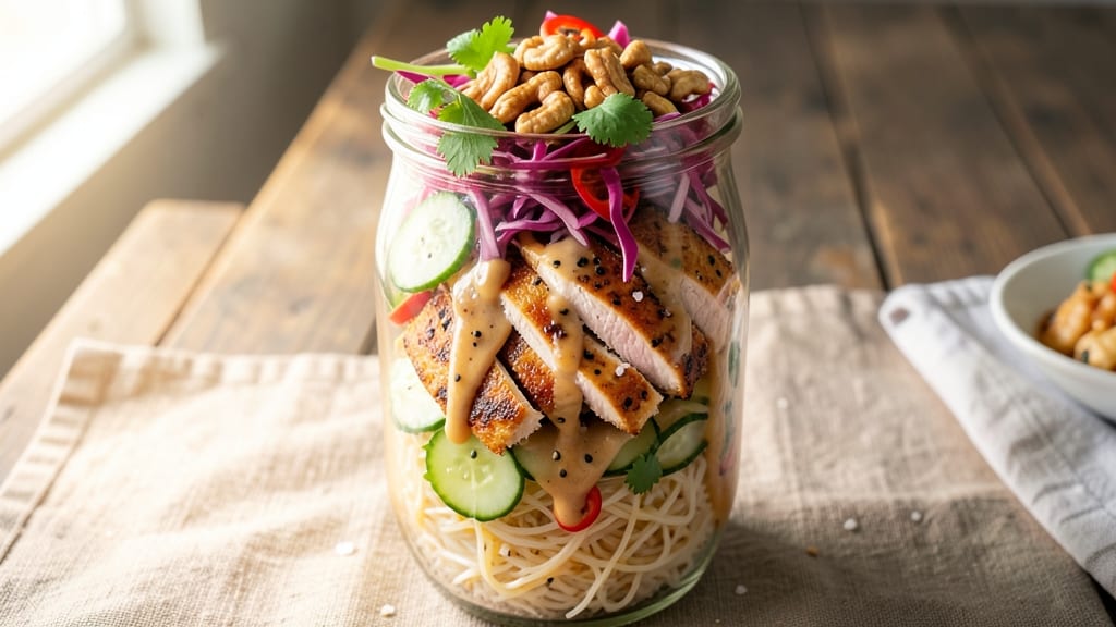 Asian Chicken Salad Sandwich Recipe: Crunchy Noodles and Tangy Peanut Dressing