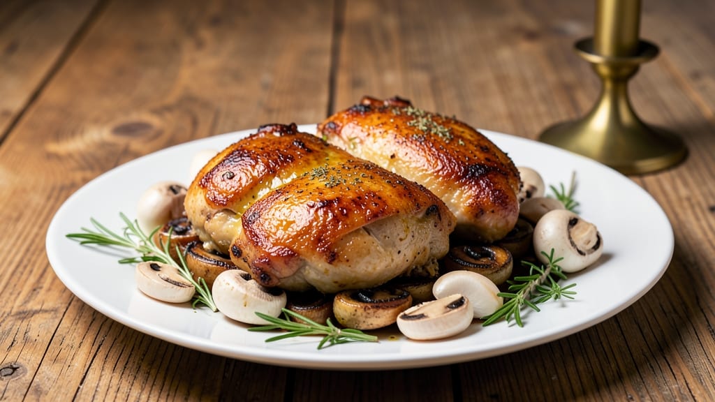 Baked Chicken Thighs With Mushrooms Recipe: Savory Herb Crust and Foil-Sealed Juiciness
