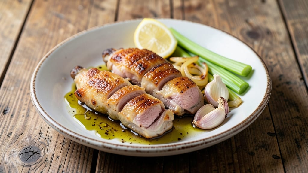 Boiled Chicken Gizzards Recipe: Crispy Celery Crown Over Zesty Lemon-Herb Bliss