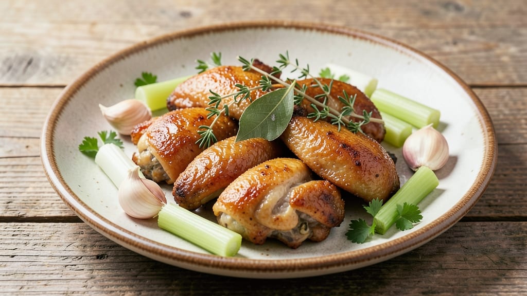 Boiled Chicken Wings Recipe: Herb-Infused Simplicity With Crispy Celery Crown