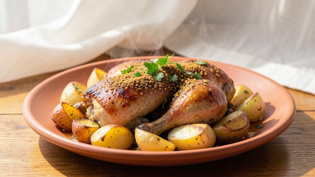 Arabic Chicken and Potatoes Recipe: Spiced Cumin and Lemon Crisp in One Pan