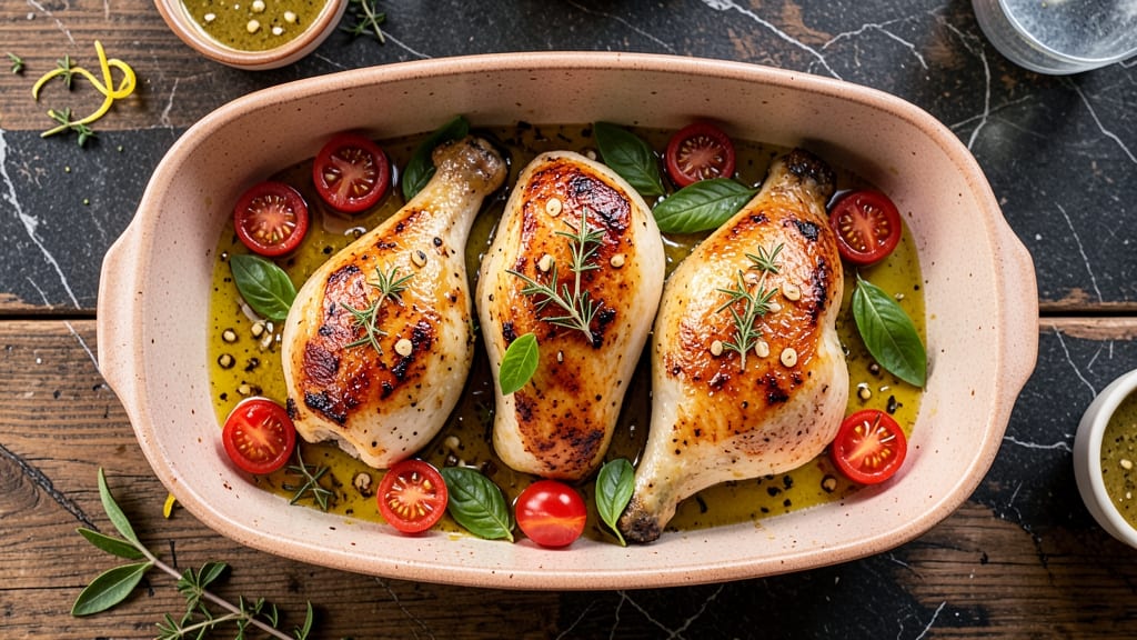 Baked Chicken Thighs Mediterranean Recipe: Lemon-Herb Marinated Crispness
