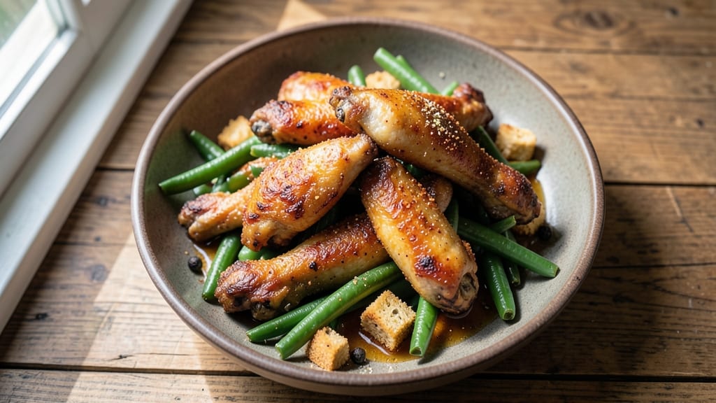 Gordon Ramsay Chicken Wings and Green Beans Recipe: Crispy Celery Crown Over Garlicky Herb Bliss